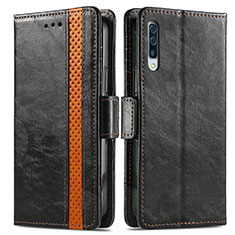 Leather Case Stands Flip Cover Holder S02D for Samsung Galaxy A50S Black