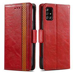 Leather Case Stands Flip Cover Holder S02D for Samsung Galaxy A51 4G Red
