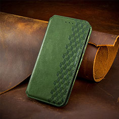 Leather Case Stands Flip Cover Holder S02D for Samsung Galaxy M01 Green