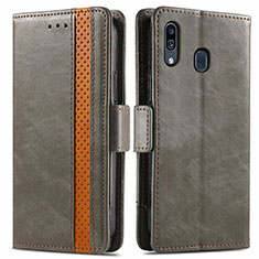 Leather Case Stands Flip Cover Holder S02D for Samsung Galaxy M10S Gray