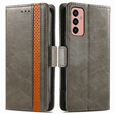 Leather Case Stands Flip Cover Holder S02D for Samsung Galaxy M13 4G Gray