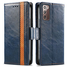 Leather Case Stands Flip Cover Holder S02D for Samsung Galaxy Note 20 5G Blue
