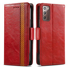Leather Case Stands Flip Cover Holder S02D for Samsung Galaxy Note 20 5G Red