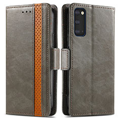 Leather Case Stands Flip Cover Holder S02D for Samsung Galaxy S20 5G Gray