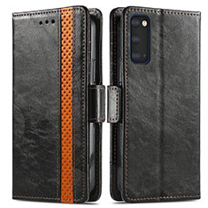 Leather Case Stands Flip Cover Holder S02D for Samsung Galaxy S20 Black