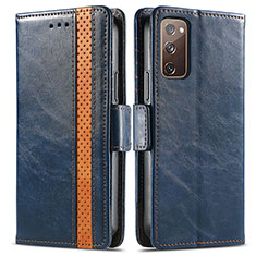 Leather Case Stands Flip Cover Holder S02D for Samsung Galaxy S20 FE (2022) 5G Blue