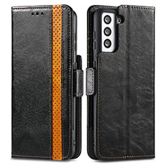 Leather Case Stands Flip Cover Holder S02D for Samsung Galaxy S21 5G Black