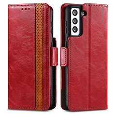 Leather Case Stands Flip Cover Holder S02D for Samsung Galaxy S21 FE 5G Red