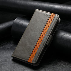 Leather Case Stands Flip Cover Holder S02D for Samsung Galaxy S24 Ultra 5G Gray