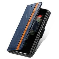 Leather Case Stands Flip Cover Holder S02D for Samsung Galaxy Z Fold4 5G Blue