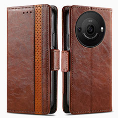 Leather Case Stands Flip Cover Holder S02D for Sharp Aquos R8 Pro Brown