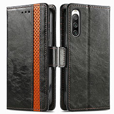 Leather Case Stands Flip Cover Holder S02D for Sony Xperia 10 IV Black
