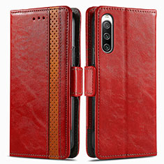 Leather Case Stands Flip Cover Holder S02D for Sony Xperia 10 IV Red