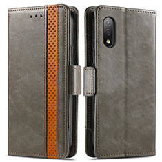 Leather Case Stands Flip Cover Holder S02D for Sony Xperia Ace II Gray