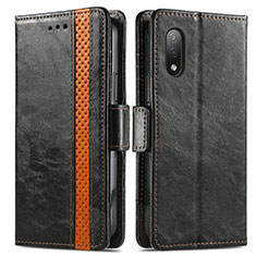 Leather Case Stands Flip Cover Holder S02D for Sony Xperia Ace II SO-41B Black