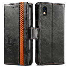 Leather Case Stands Flip Cover Holder S02D for Sony Xperia Ace III Black