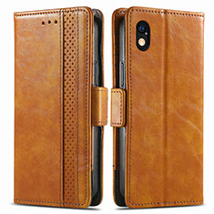 Leather Case Stands Flip Cover Holder S02D for Sony Xperia Ace III Light Brown