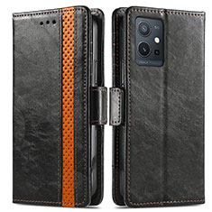 Leather Case Stands Flip Cover Holder S02D for Vivo iQOO Z6 5G Black