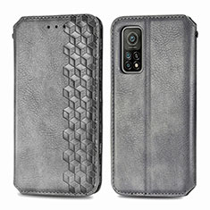 Leather Case Stands Flip Cover Holder S02D for Xiaomi Mi 10T 5G Gray