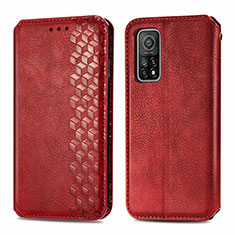 Leather Case Stands Flip Cover Holder S02D for Xiaomi Mi 10T 5G Red