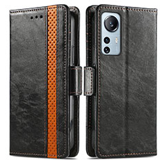 Leather Case Stands Flip Cover Holder S02D for Xiaomi Mi 12 5G Black