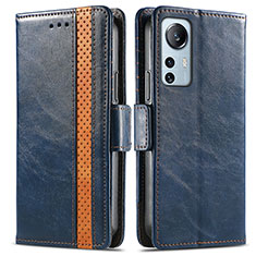 Leather Case Stands Flip Cover Holder S02D for Xiaomi Mi 12 5G Blue