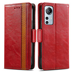 Leather Case Stands Flip Cover Holder S02D for Xiaomi Mi 12 5G Red