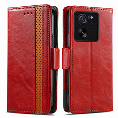 Leather Case Stands Flip Cover Holder S02D for Xiaomi Mi 13T Pro 5G Red