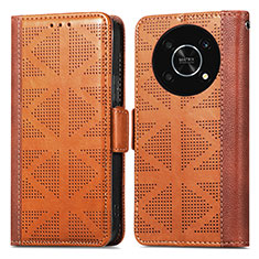 Leather Case Stands Flip Cover Holder S03D for Huawei Nova Y90 Brown