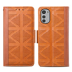 Leather Case Stands Flip Cover Holder S03D for Motorola Moto E32 Brown