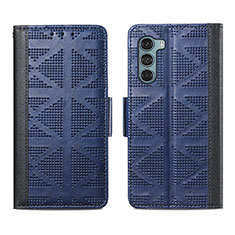 Leather Case Stands Flip Cover Holder S03D for Motorola Moto Edge S30 5G Blue