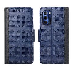 Leather Case Stands Flip Cover Holder S03D for Motorola Moto G Stylus (2022) 4G Blue