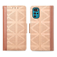 Leather Case Stands Flip Cover Holder S03D for Motorola Moto G22 Light Brown