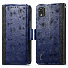 Leather Case Stands Flip Cover Holder S03D for Nokia C2 2nd Edition Blue