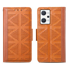 Leather Case Stands Flip Cover Holder S03D for Oppo Reno7 A Brown