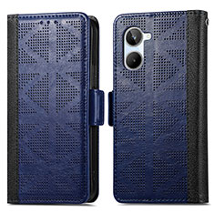 Leather Case Stands Flip Cover Holder S03D for Realme 10 4G Blue