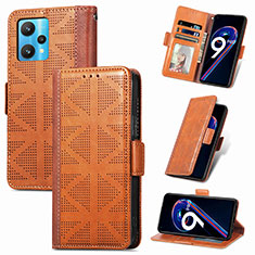 Leather Case Stands Flip Cover Holder S03D for Realme 9 Pro 5G Brown