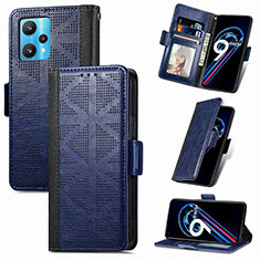 Leather Case Stands Flip Cover Holder S03D for Realme 9 Pro+ Plus 5G Blue