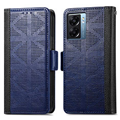 Leather Case Stands Flip Cover Holder S03D for Realme Q5i 5G Blue