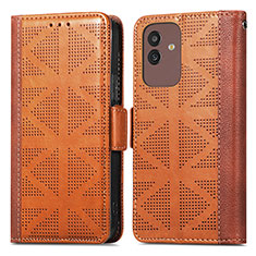 Leather Case Stands Flip Cover Holder S03D for Samsung Galaxy M13 5G Brown
