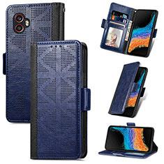 Leather Case Stands Flip Cover Holder S03D for Samsung Galaxy XCover 6 Pro 5G Blue
