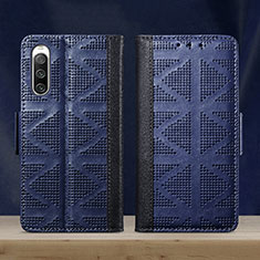 Leather Case Stands Flip Cover Holder S03D for Sony Xperia 10 IV Blue