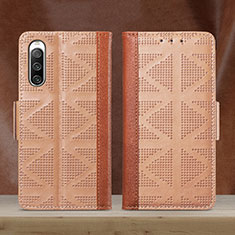 Leather Case Stands Flip Cover Holder S03D for Sony Xperia 10 V Light Brown