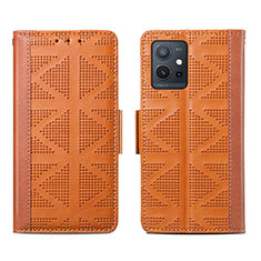 Leather Case Stands Flip Cover Holder S03D for Vivo iQOO Z6 5G Brown