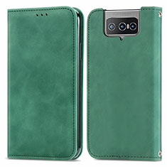 Leather Case Stands Flip Cover Holder S04D for Asus Zenfone 7 Pro ZS671KS Green