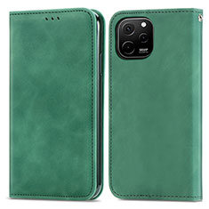 Leather Case Stands Flip Cover Holder S04D for Huawei Enjoy 50z Green