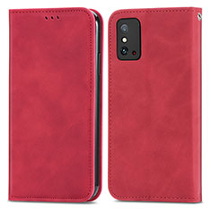 Leather Case Stands Flip Cover Holder S04D for Huawei Honor X10 Max 5G Red