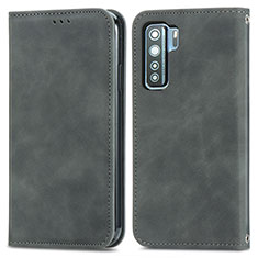 Leather Case Stands Flip Cover Holder S04D for Huawei Nova 7 SE 5G Gray