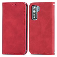 Leather Case Stands Flip Cover Holder S04D for Huawei Nova 7 SE 5G Red