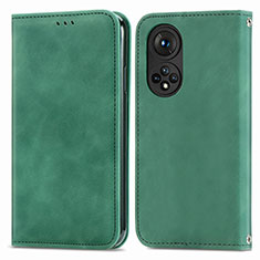 Leather Case Stands Flip Cover Holder S04D for Huawei Nova 9 Pro Green